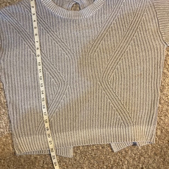 Cocovive Grey Knit Pointelle Boxy Crewneck Sweater - Picture 8 of 9